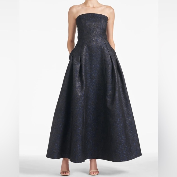 Sachin & Babi Black/Midnight Jacquard Strapless Margaux Formal Gown - 0 - Picture 11 of 12